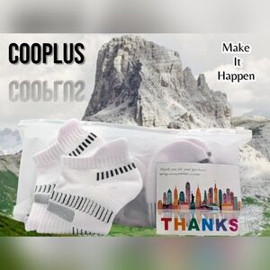 NWT Cooplus Men's Cushioned Ankle Socks - White and Grey Size 7-13 Unisex